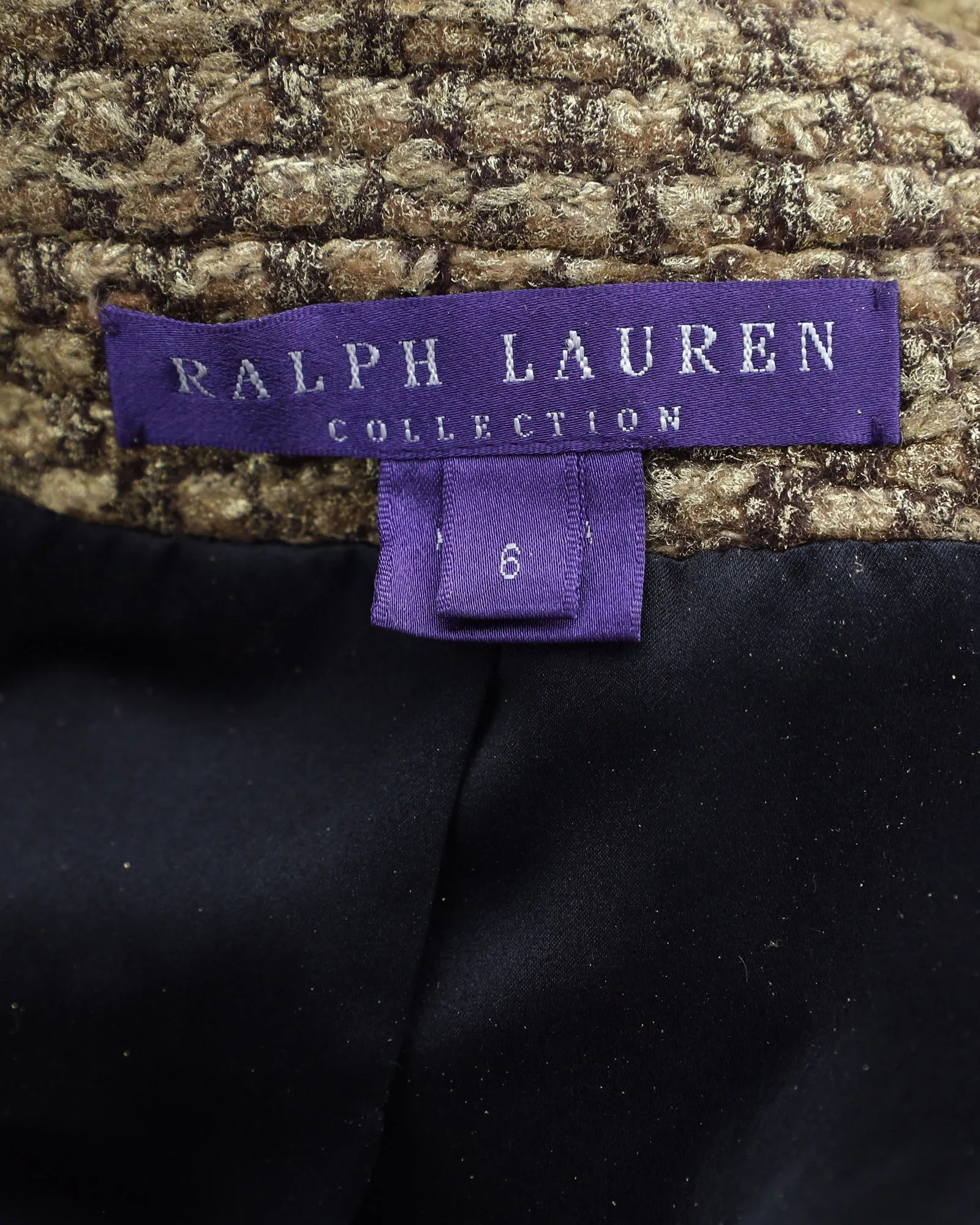 Ralph Lauren Collection Woven Single-Breasted Jacket in Gold Wool Tweed