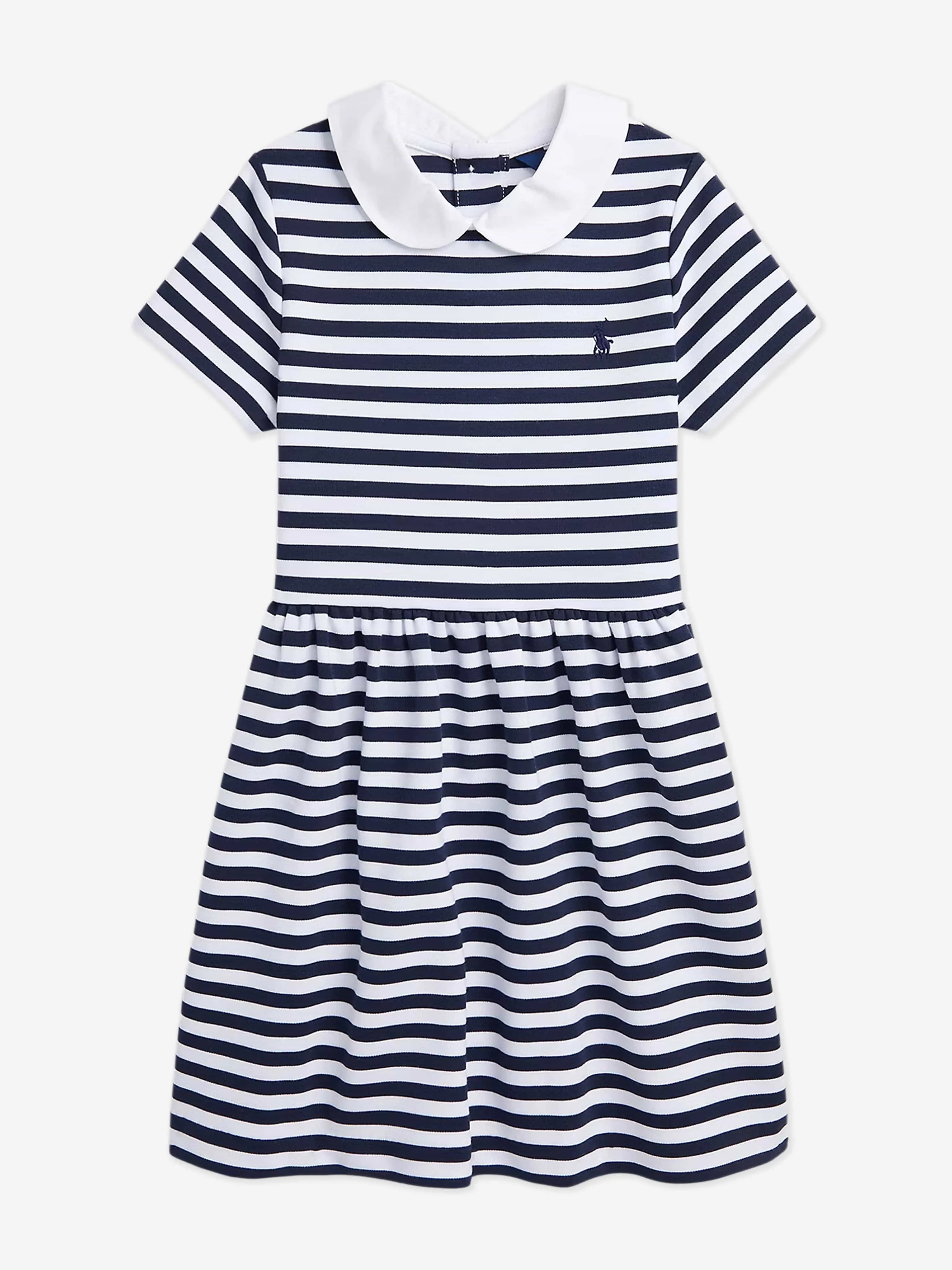 Ralph Lauren Girls Striped Polo Dress in Navy