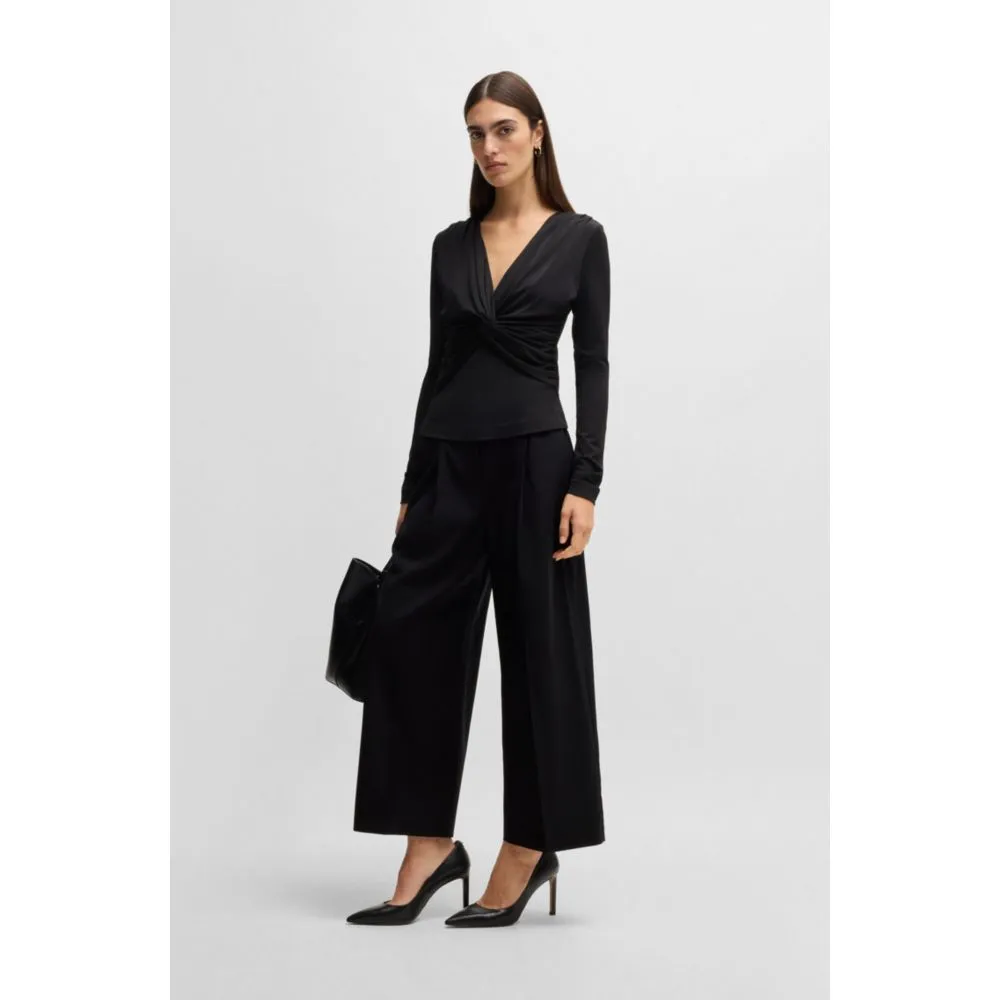 Regular-fit high-waisted trousers in wool