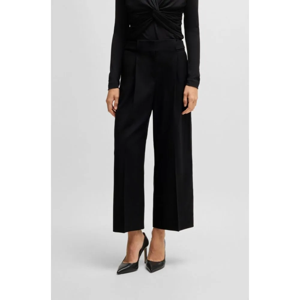 Regular-fit high-waisted trousers in wool