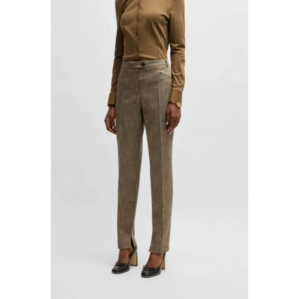 Relaxed-fit trousers in melange stretch sharkskin fabric