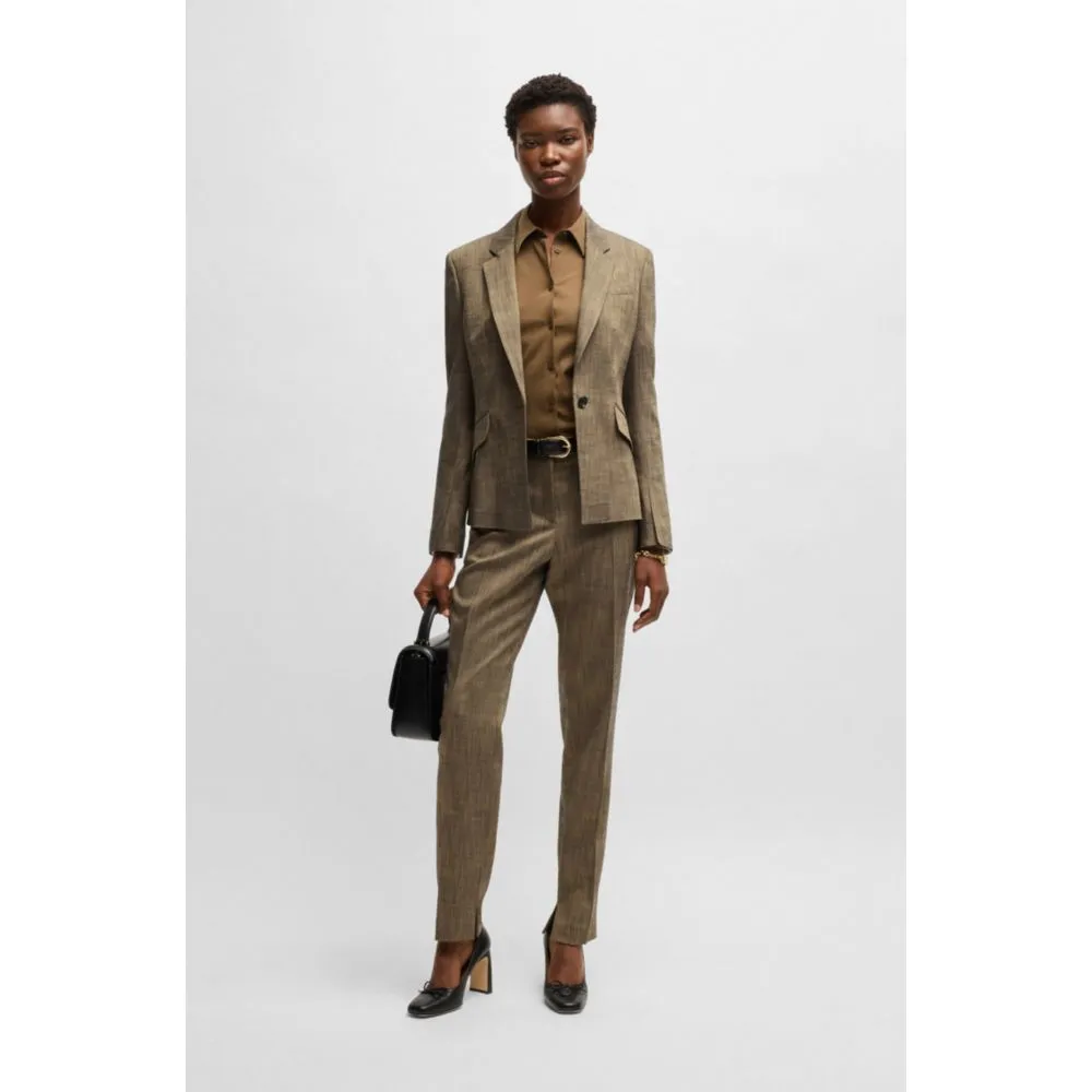 Relaxed-fit trousers in melange stretch sharkskin fabric