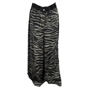 Sacai Patterned Wide Leg Trousers in Animal Print Polyester