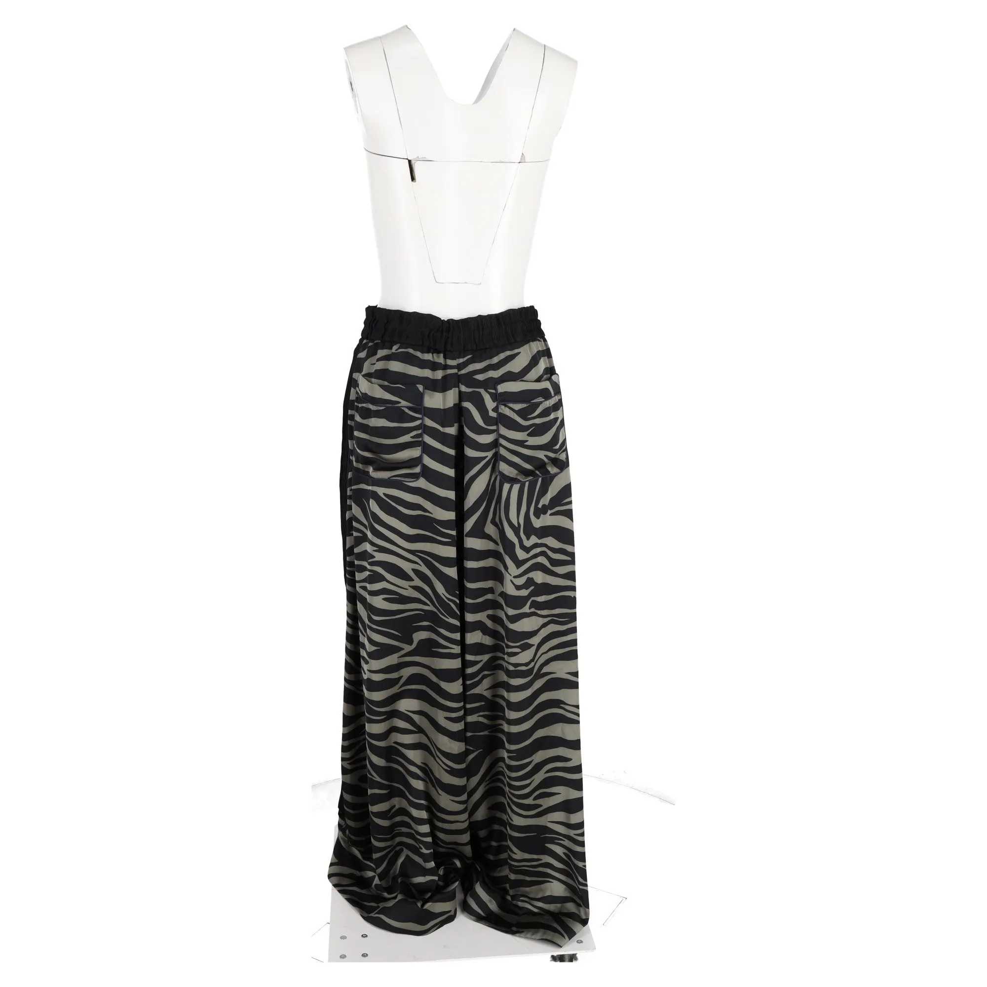 Sacai Patterned Wide Leg Trousers in Animal Print Polyester