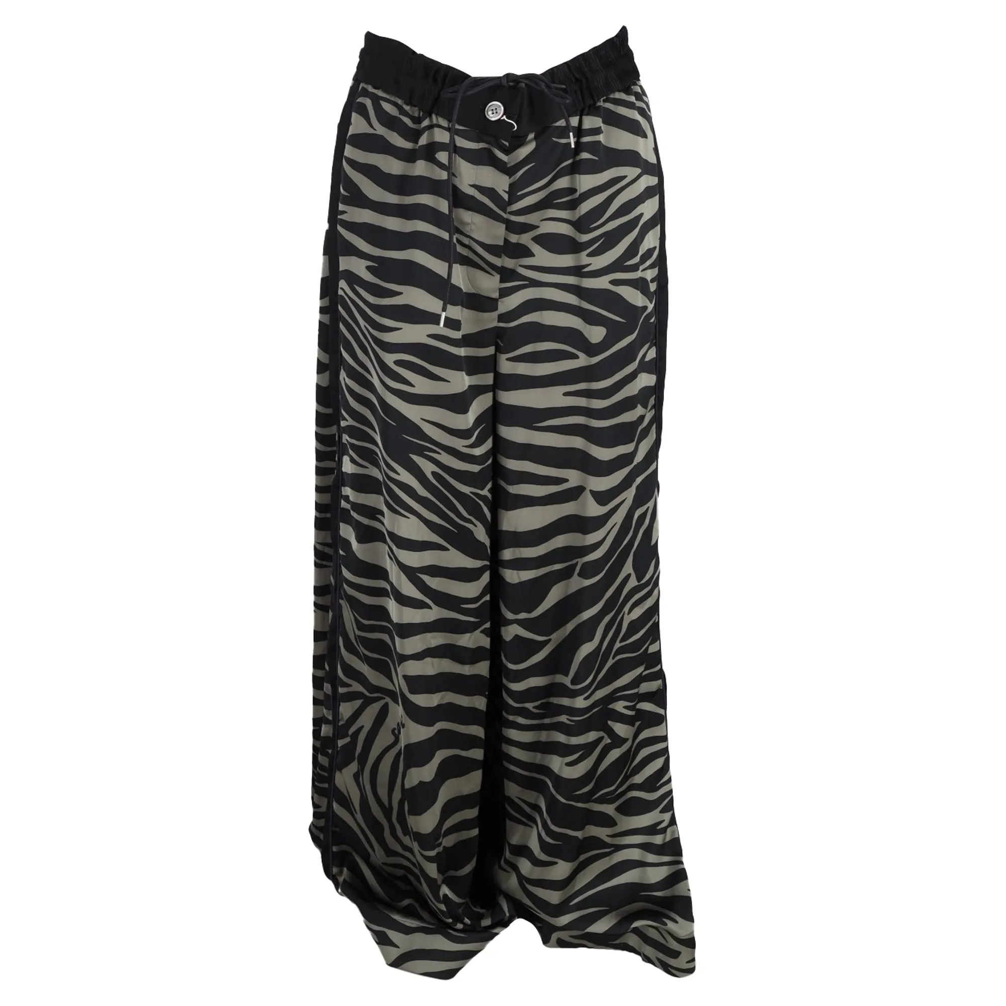 Sacai Patterned Wide Leg Trousers in Animal Print Polyester