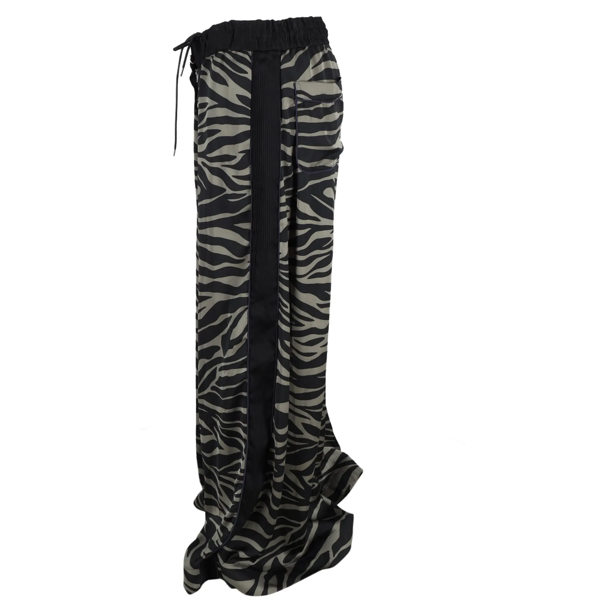 Sacai Patterned Wide Leg Trousers in Animal Print Polyester