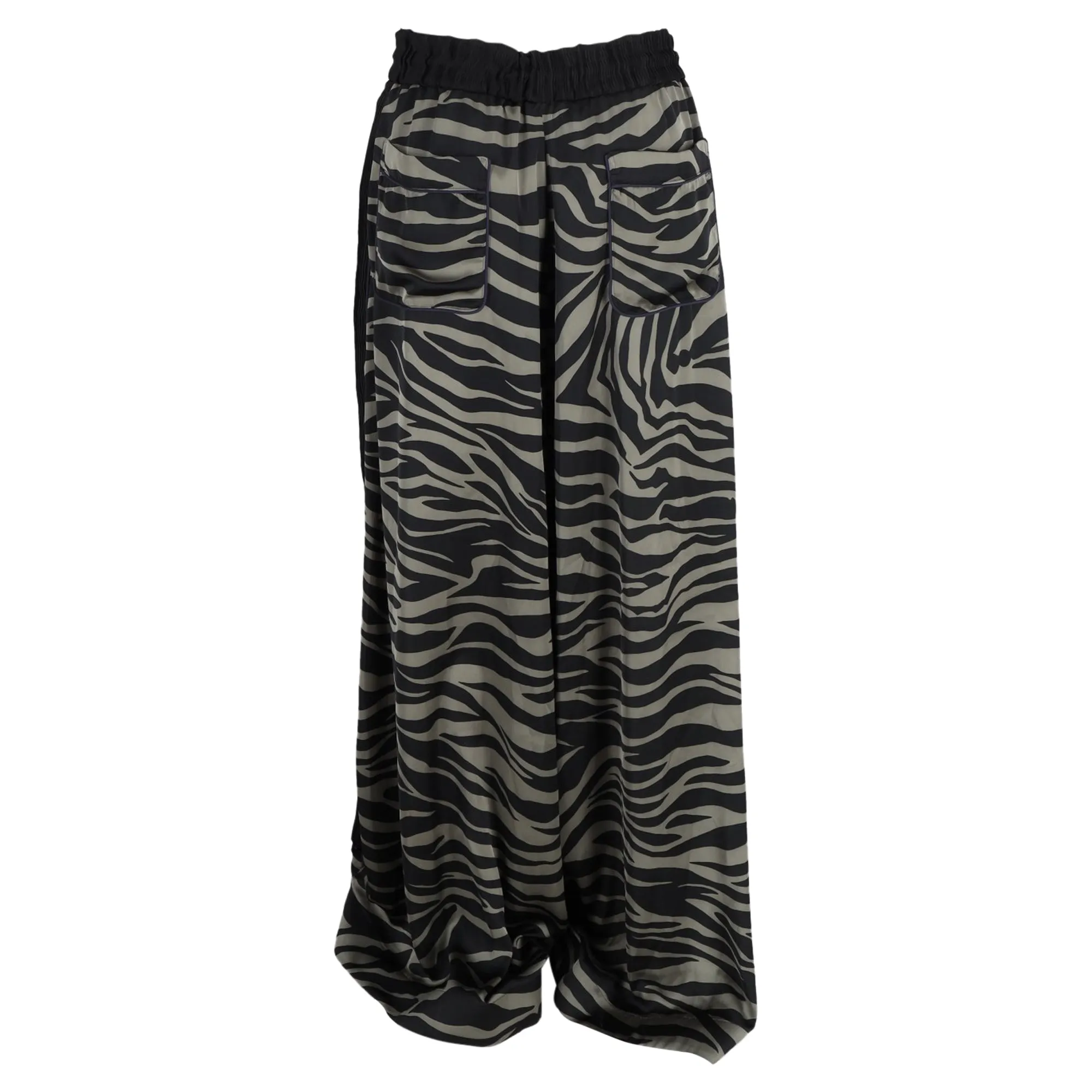 Sacai Patterned Wide Leg Trousers in Animal Print Polyester