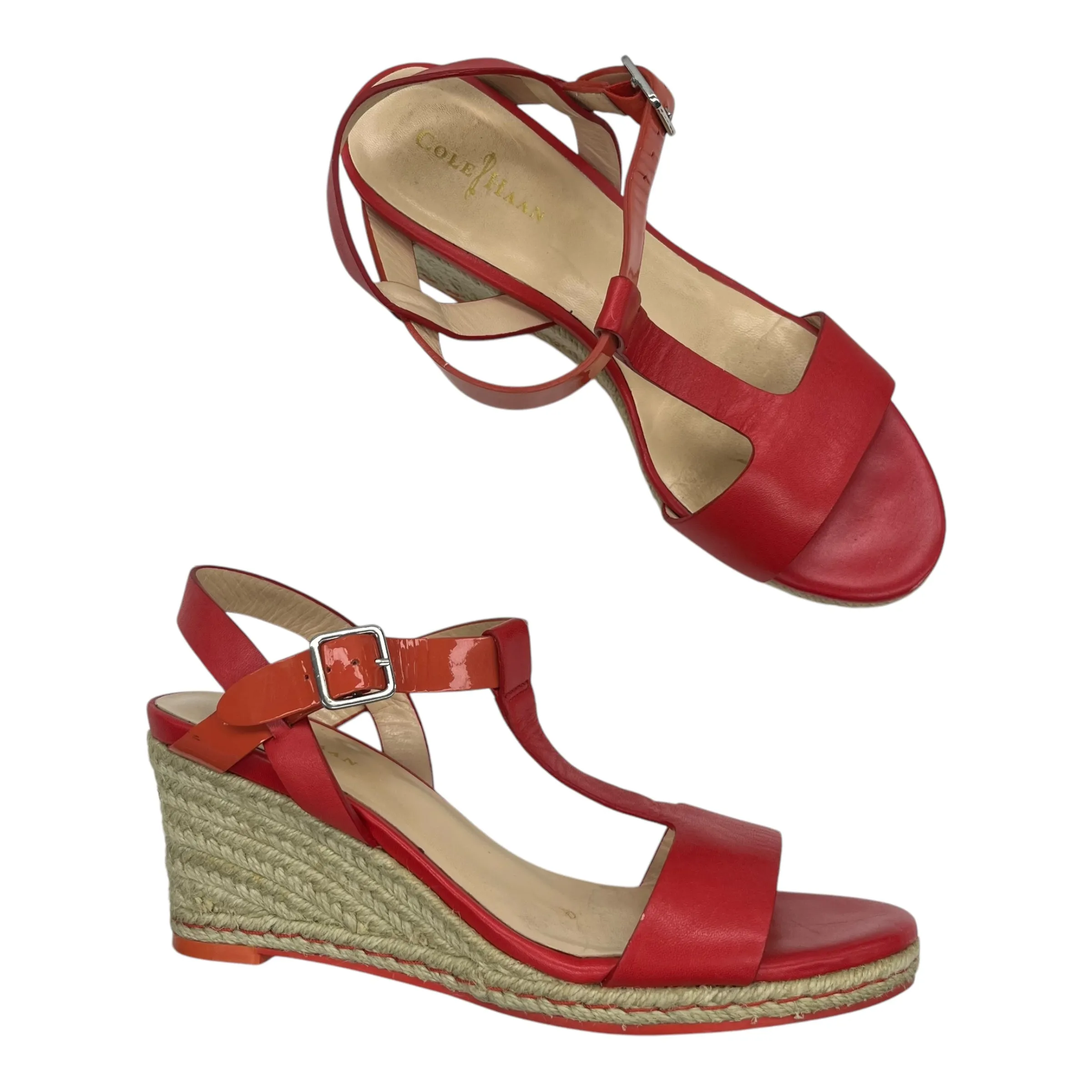 Sandals Heels Wedge By Cole-Haan In Red, Size:6.5 cole haan
