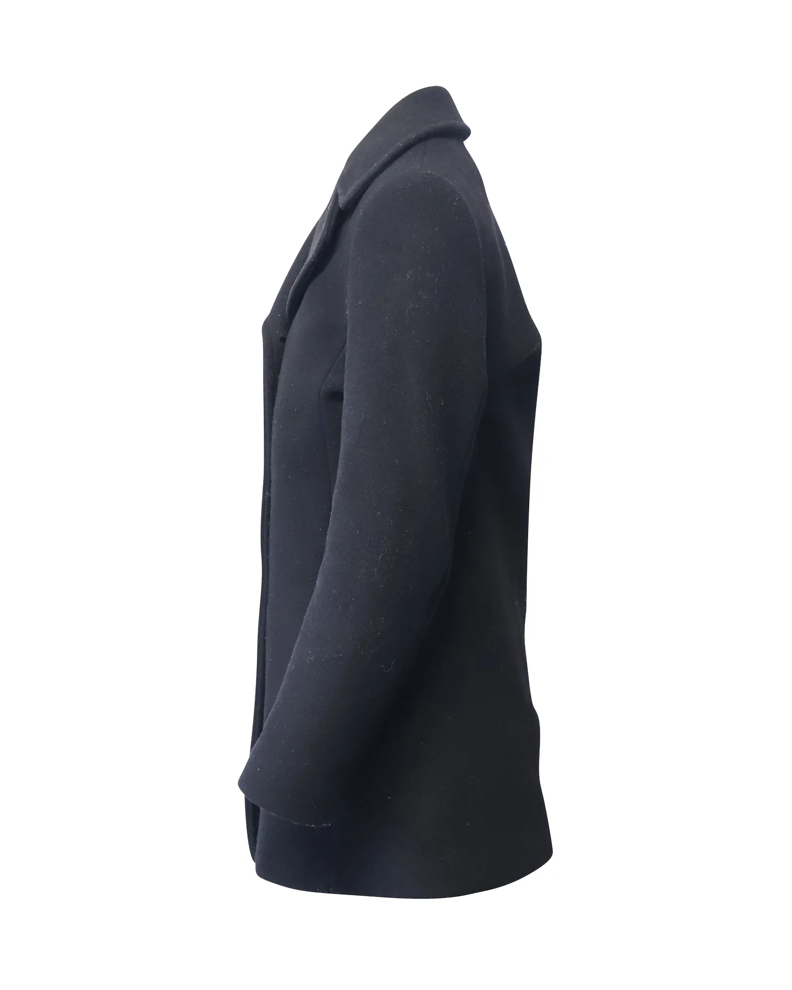 Sandro Paris Double Breasted Peacoat in Black Wool