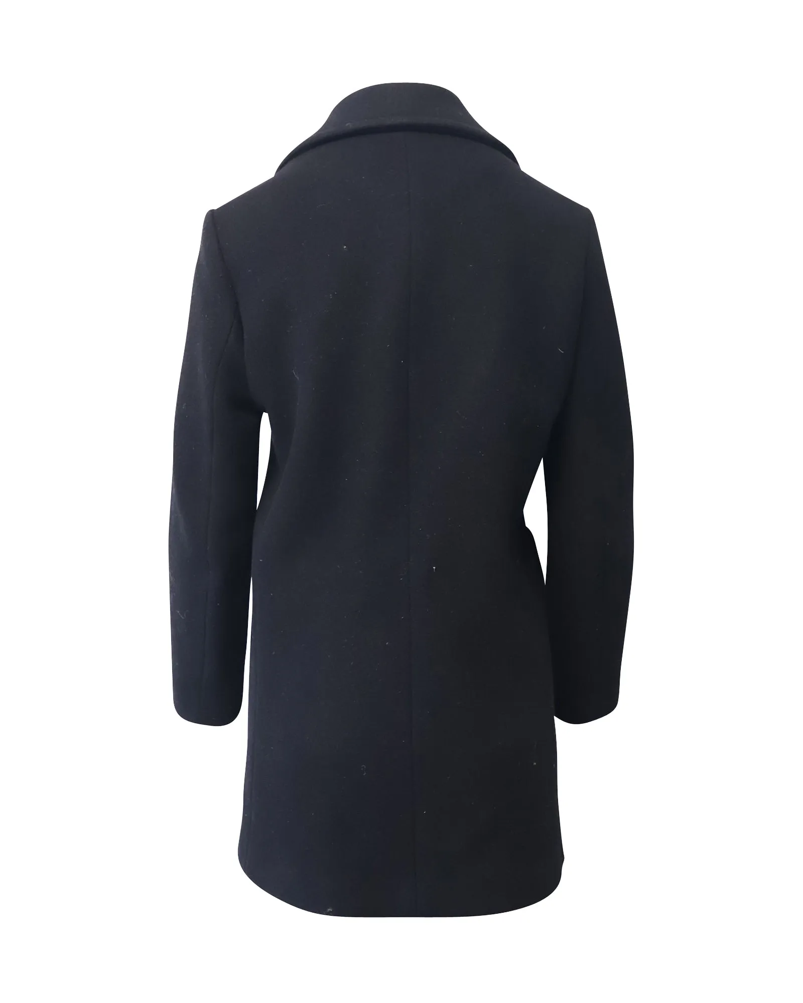 Sandro Paris Double Breasted Peacoat in Black Wool