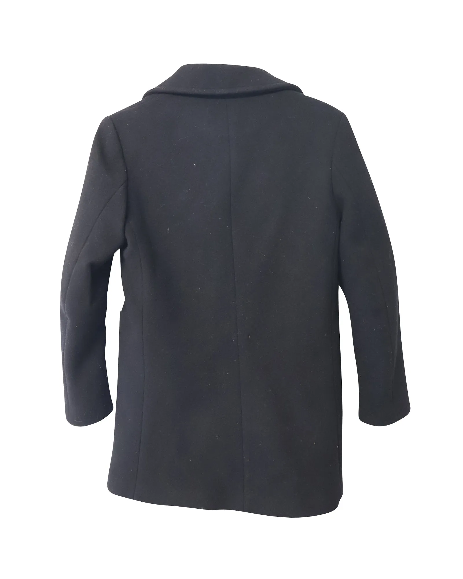 Sandro Paris Double Breasted Peacoat in Black Wool