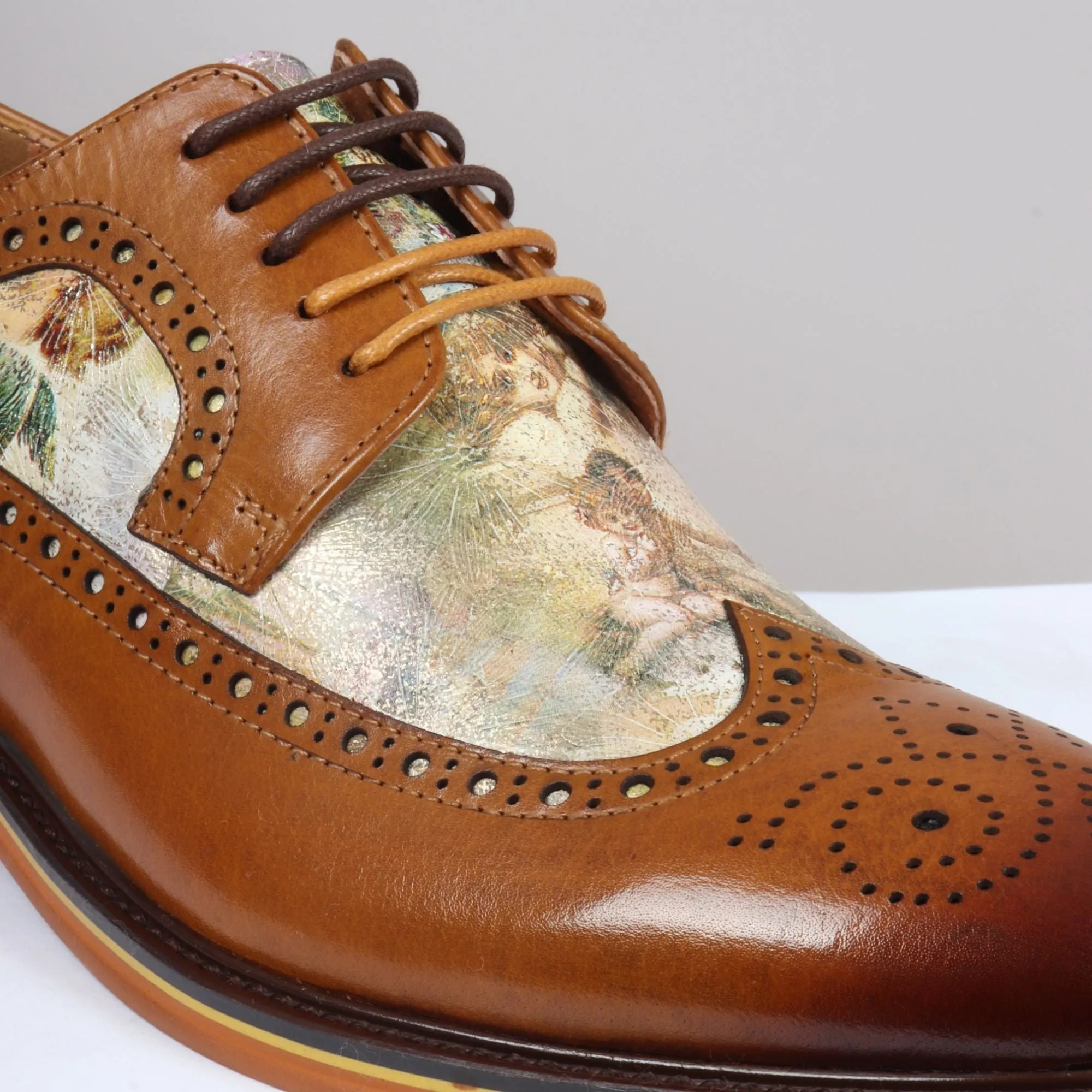 Scott Iconic Print Leather Oxford Brogue Lace Up Formal Dress Shoe