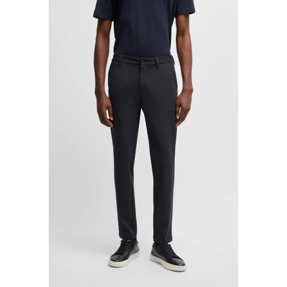 Slim-fit trousers in salt-and-pepper stretch jersey