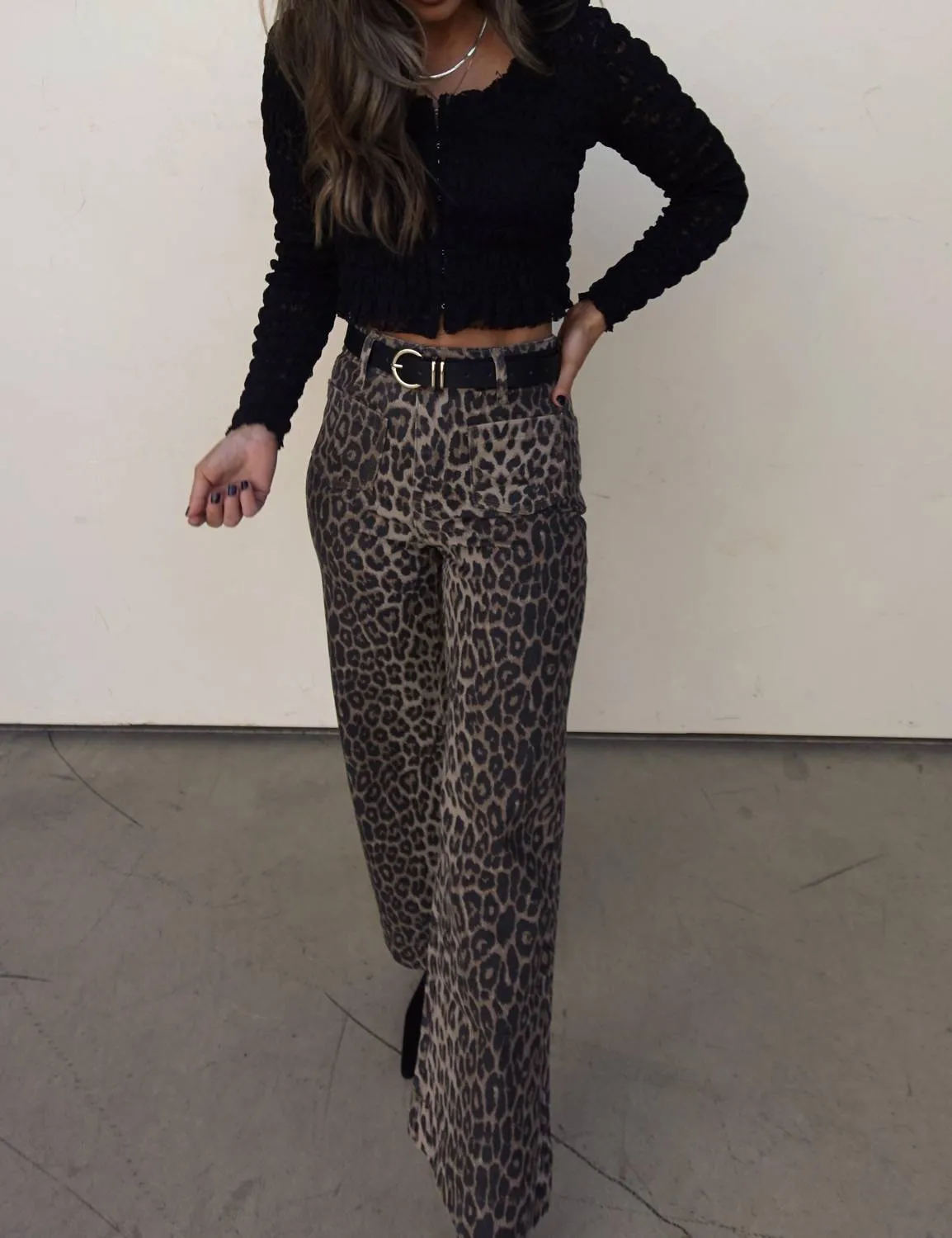 Smocked Lace Square Neck Top In Black