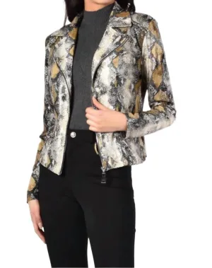 Snake Print Jacket In Grey Multi