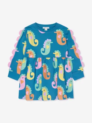 Stella McCartney Girls Seahorses Jersey Dress in Blue