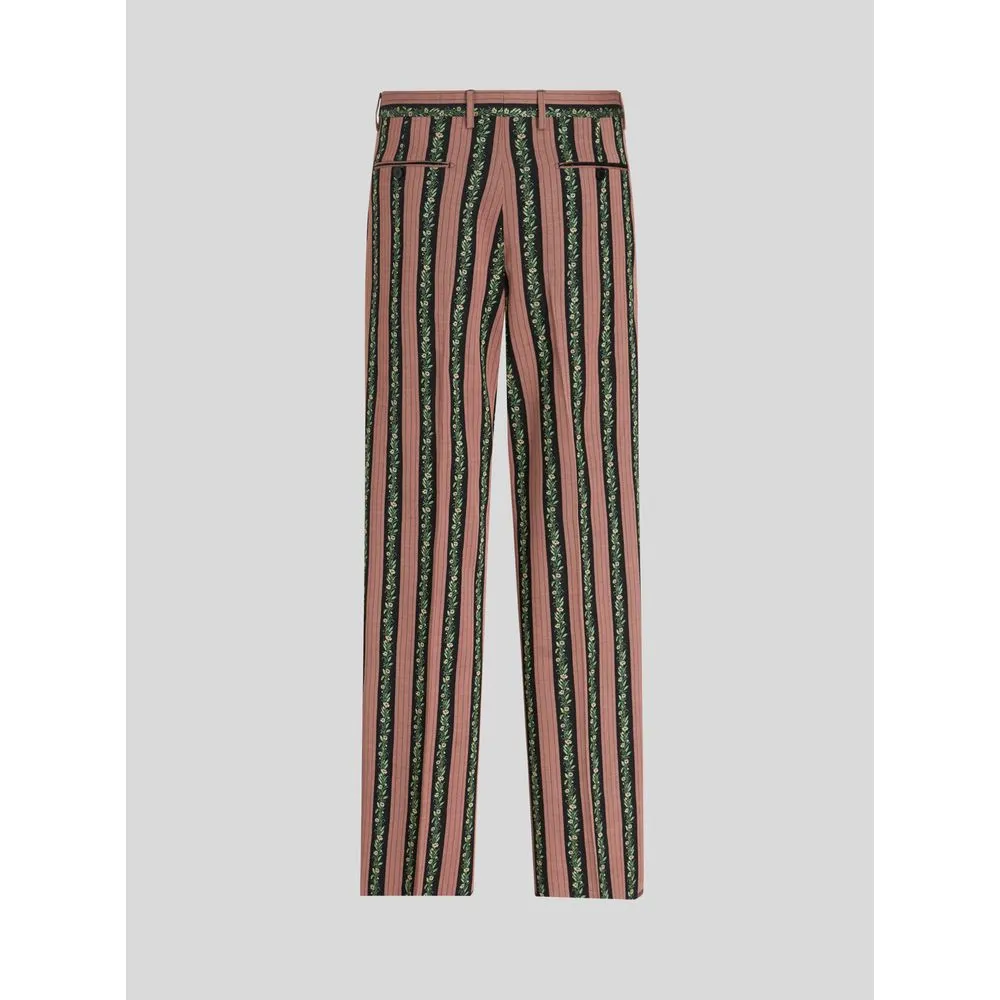 STRIPED FLORAL JACQUARD TROUSERS