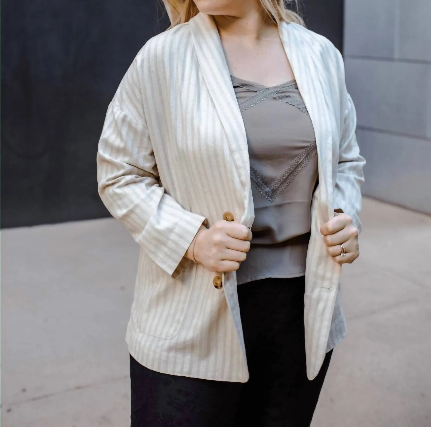 Stripes Blazer In Ivory