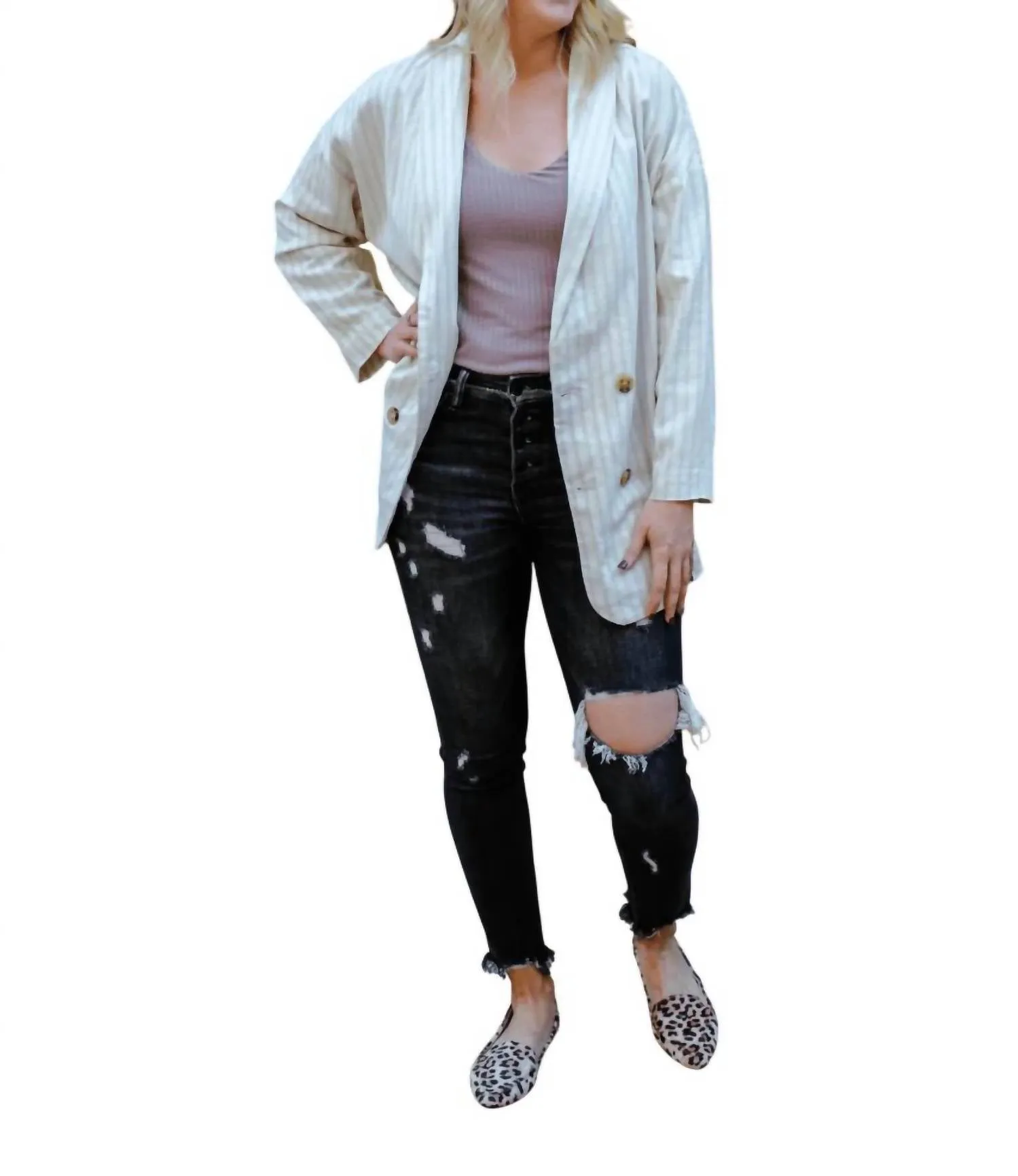 Stripes Blazer In Ivory