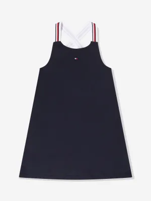 Tommy Hilfiger Girls Logo Strap Dress in Navy