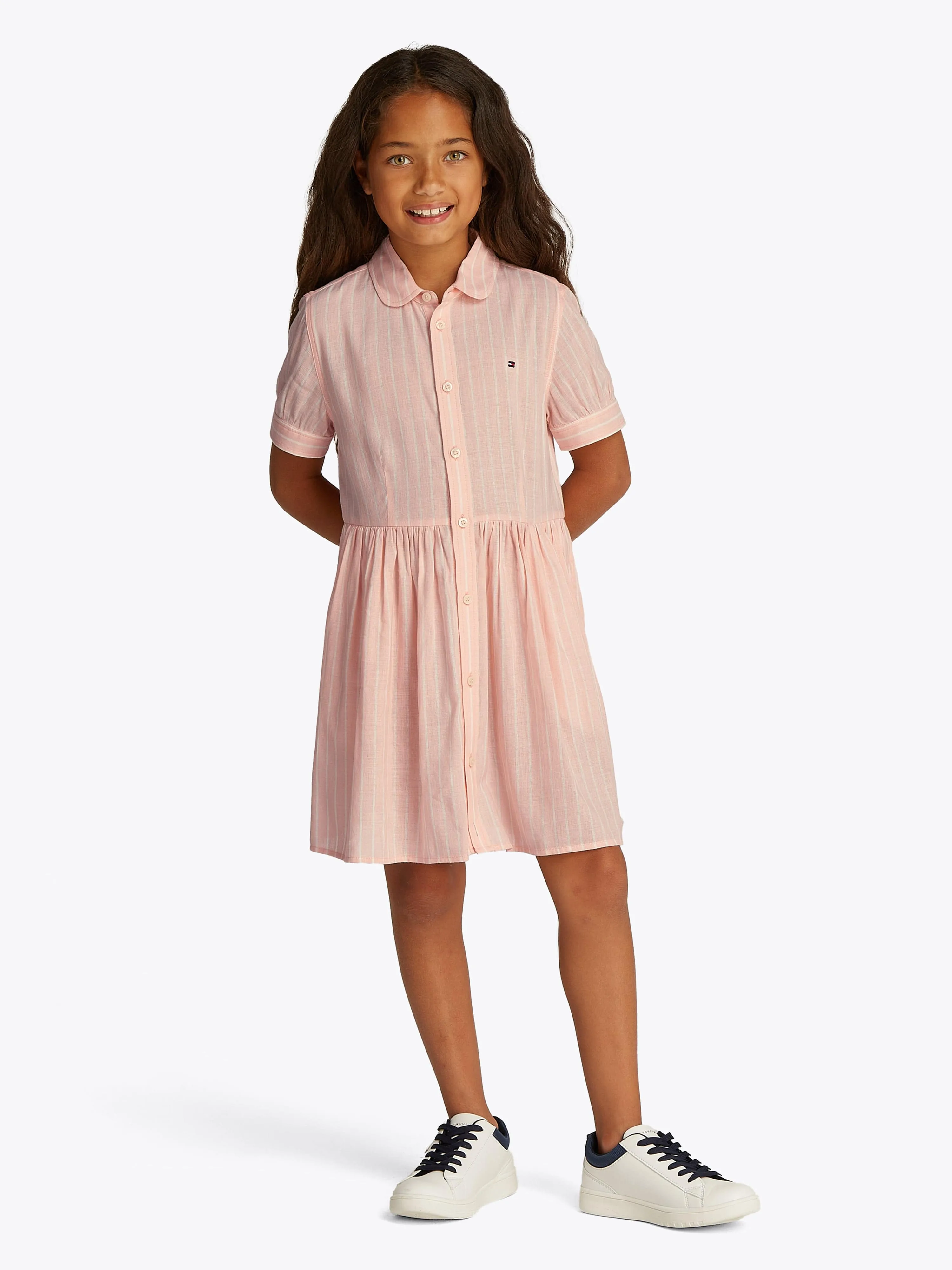 Tommy Hilfiger Girls Striped Shirt Dress in Pink