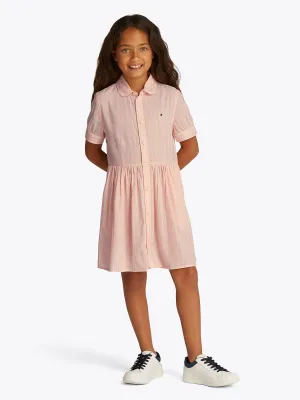 Tommy Hilfiger Girls Striped Shirt Dress in Pink