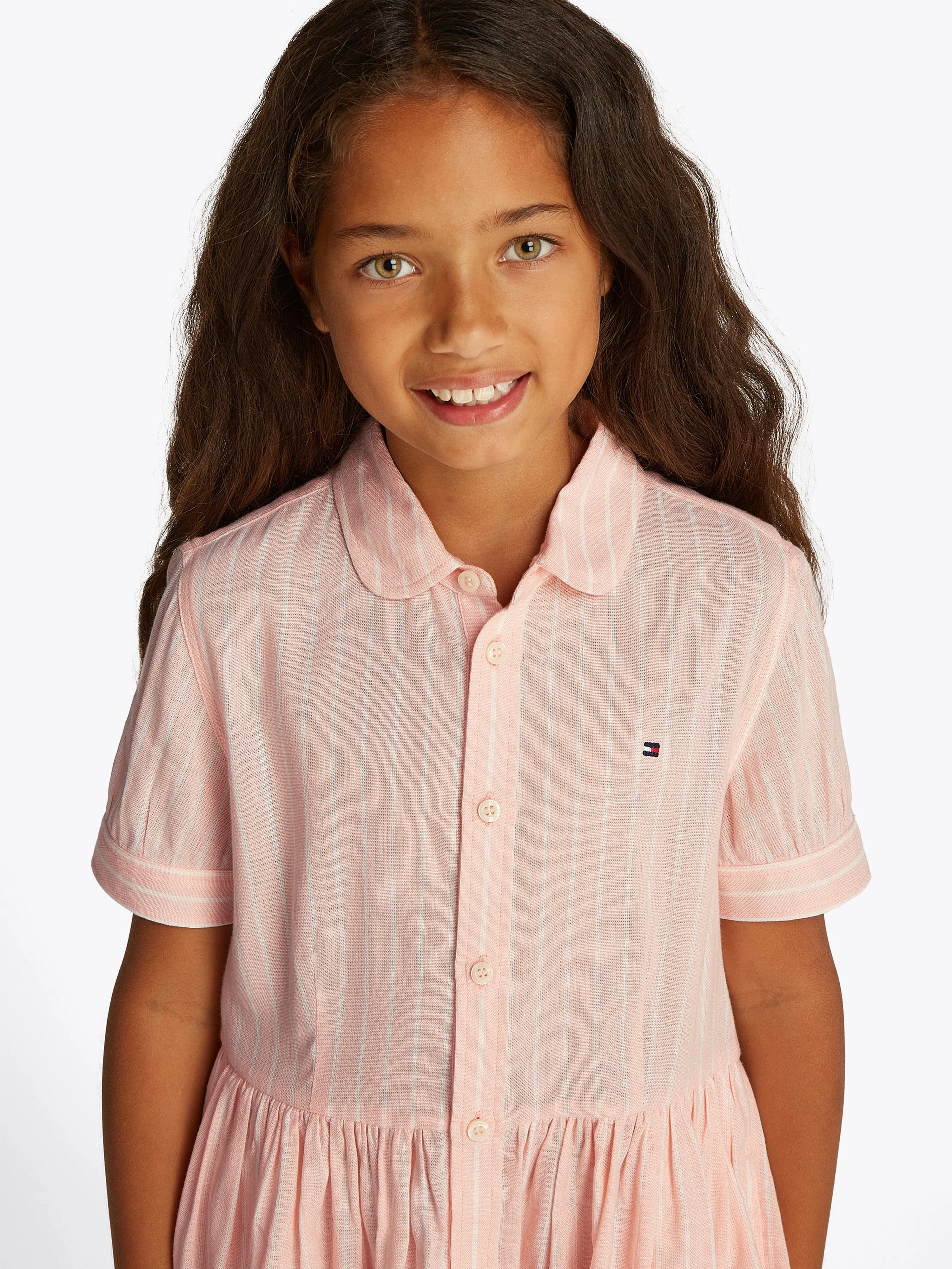 Tommy Hilfiger Girls Striped Shirt Dress in Pink