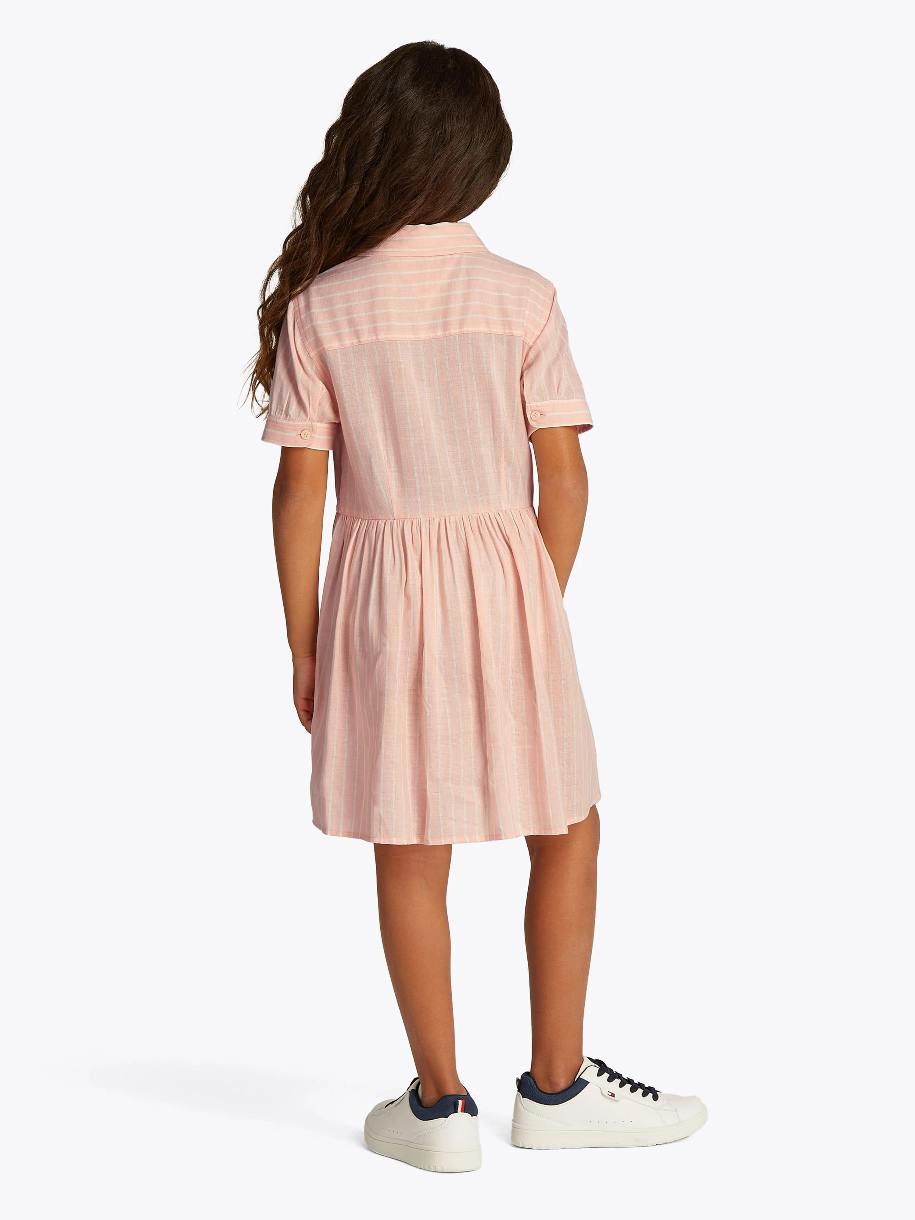 Tommy Hilfiger Girls Striped Shirt Dress in Pink