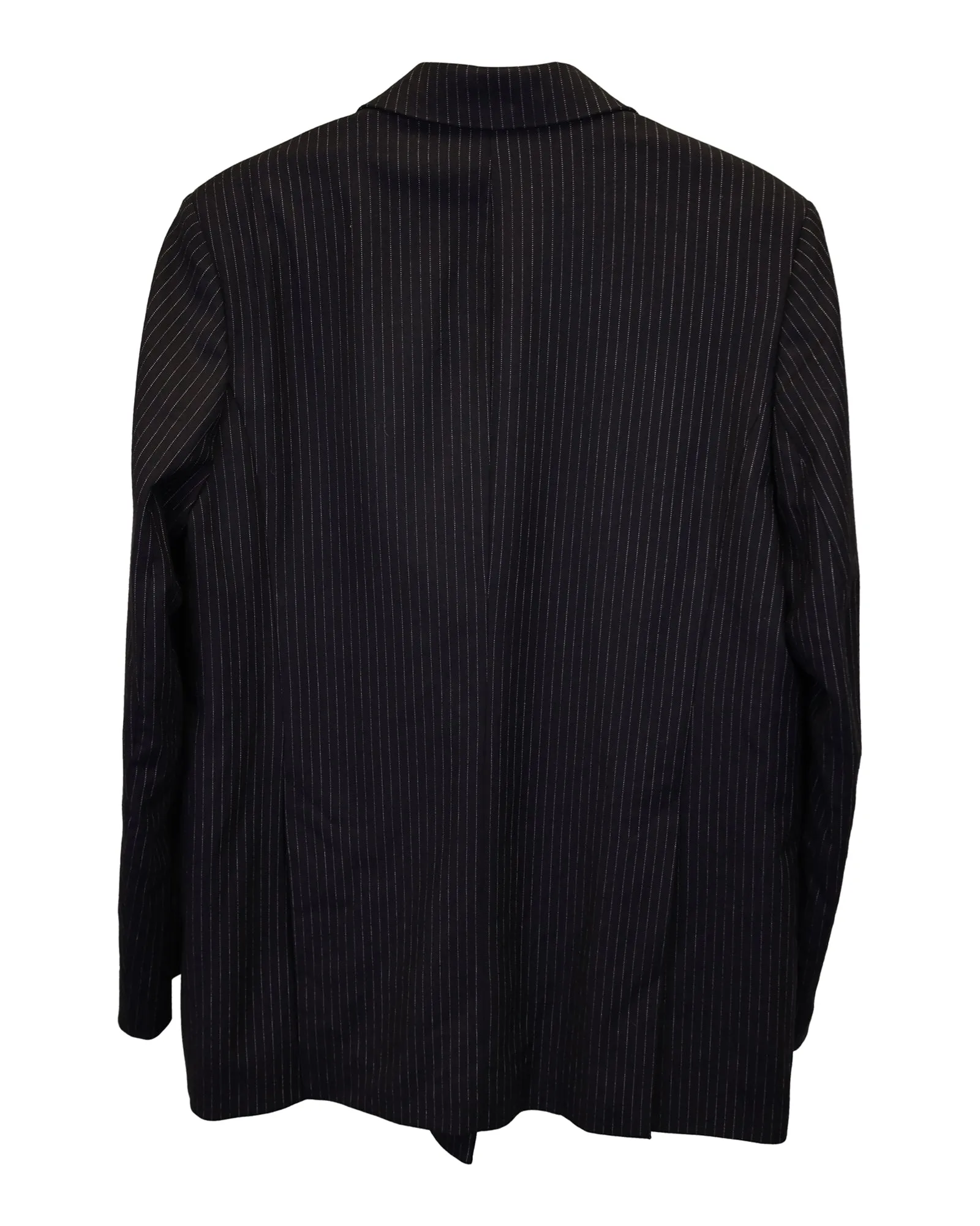 Toteme Double-Breasted Striped Blazer in Black Viscose