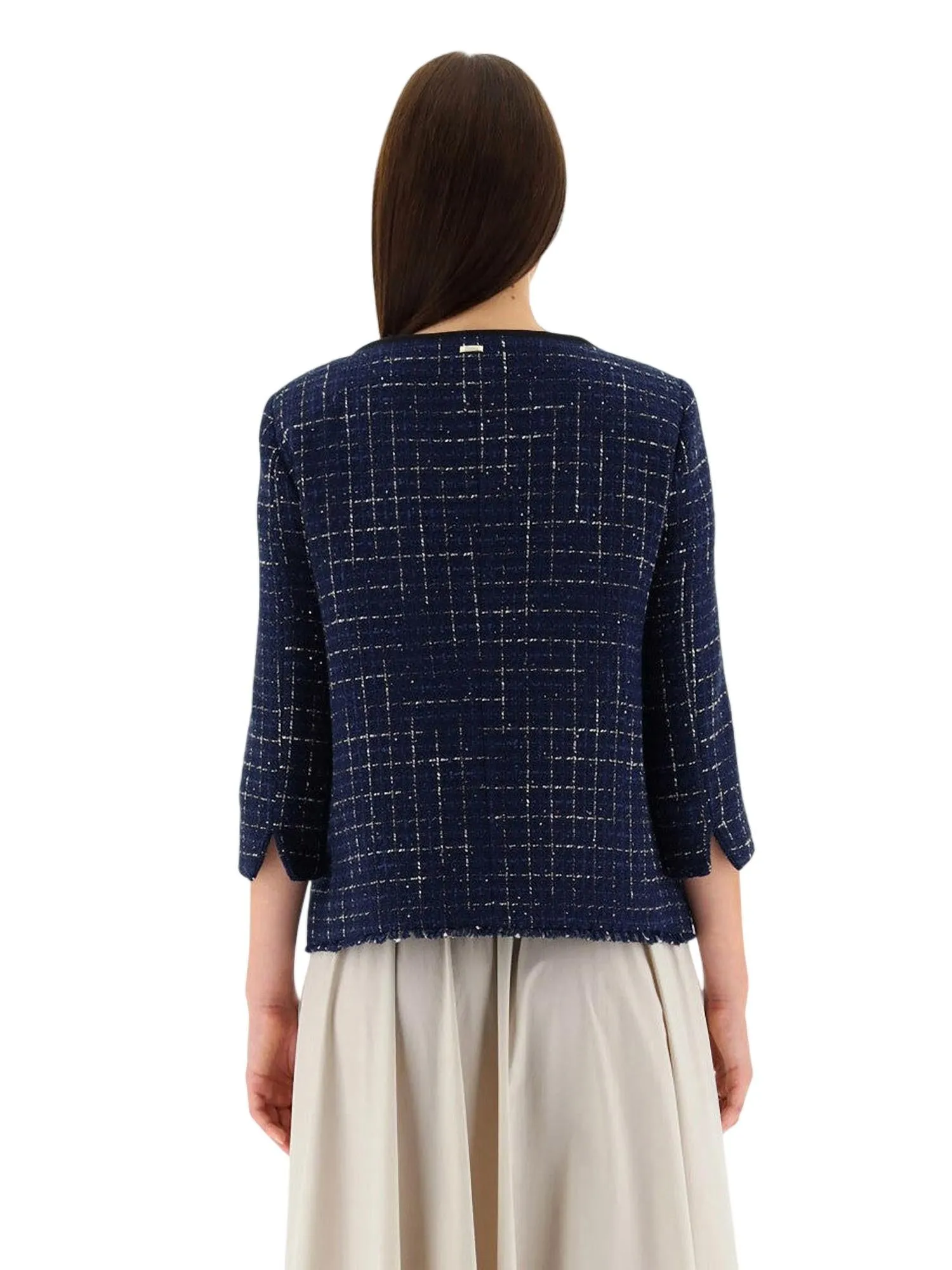 Tweed 4 Pocket Zip Jacket In New Blue