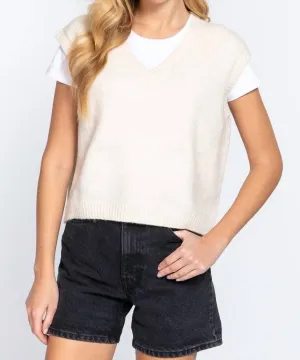 V-Neck Sweater Vest In Ivory
