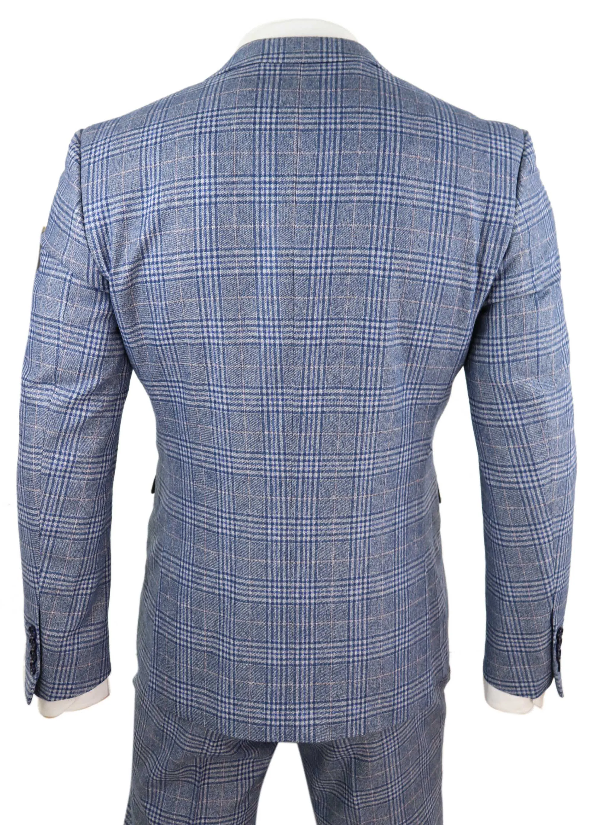 Victor Blue 3 Piece Suit Check Classic