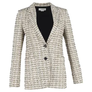 Victoria Beckham Single-Breasted Blazer in Beige Cotton Tweed