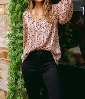 Vivian Satin Blouse In Rose Gold