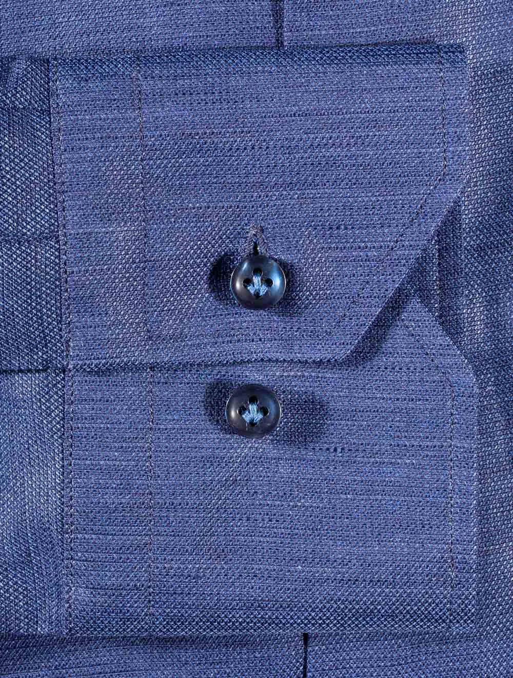 Volga Linen Mix Slim Fit Shirt Navy