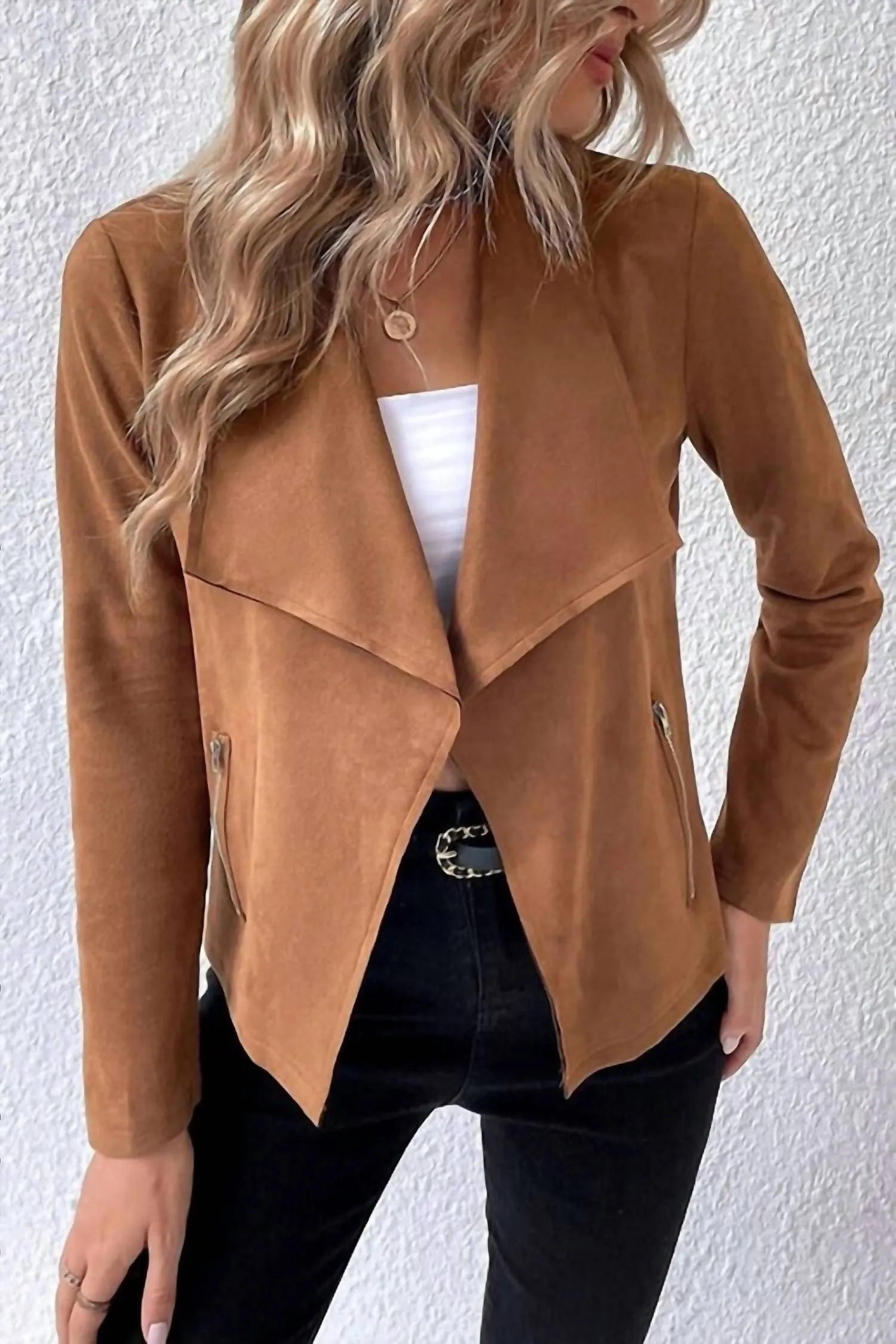 Waterfall Open Jacket In Cinnamon
