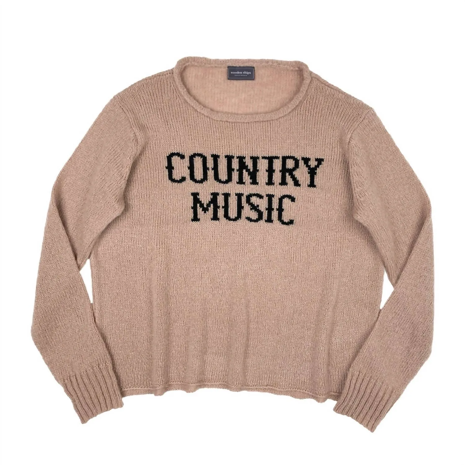 Women's Country Music Crew Sweater In Latte/black