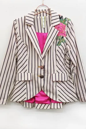 Women's Derby Princess Stripe Blazer In Cream Stripes Combo