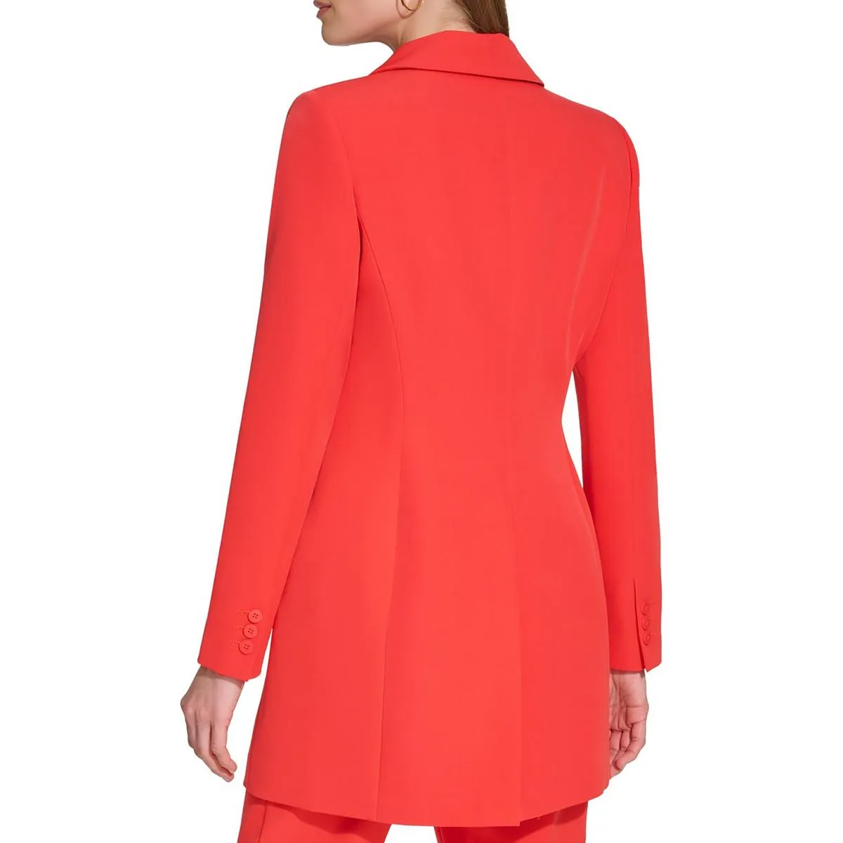 Womens Notch Collar Long One-Button Blazer