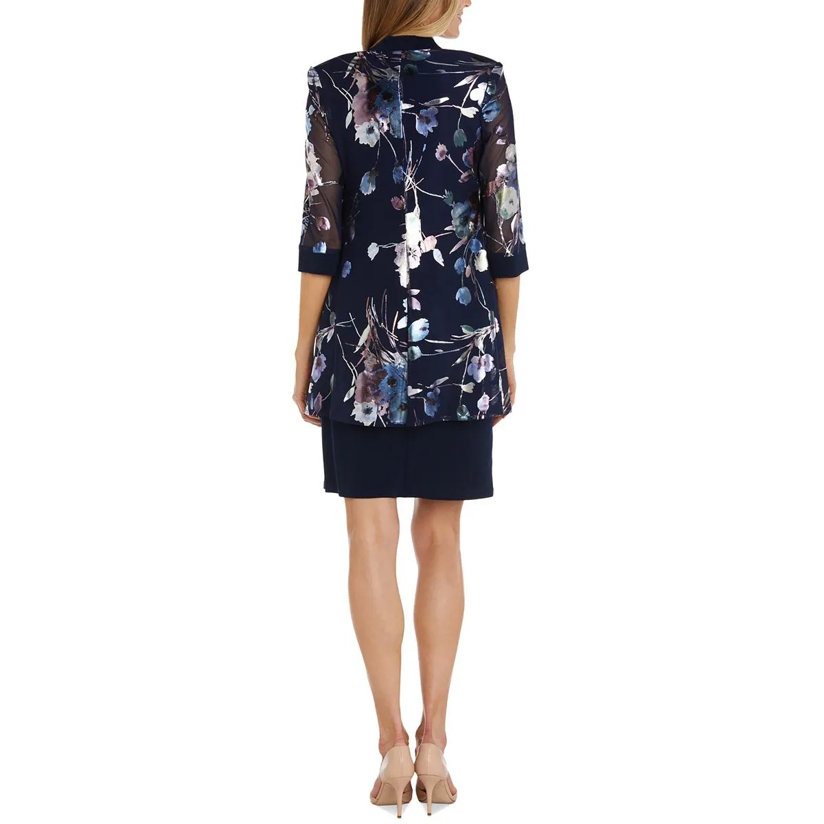 Womens Printed Mesh Duster Blazer