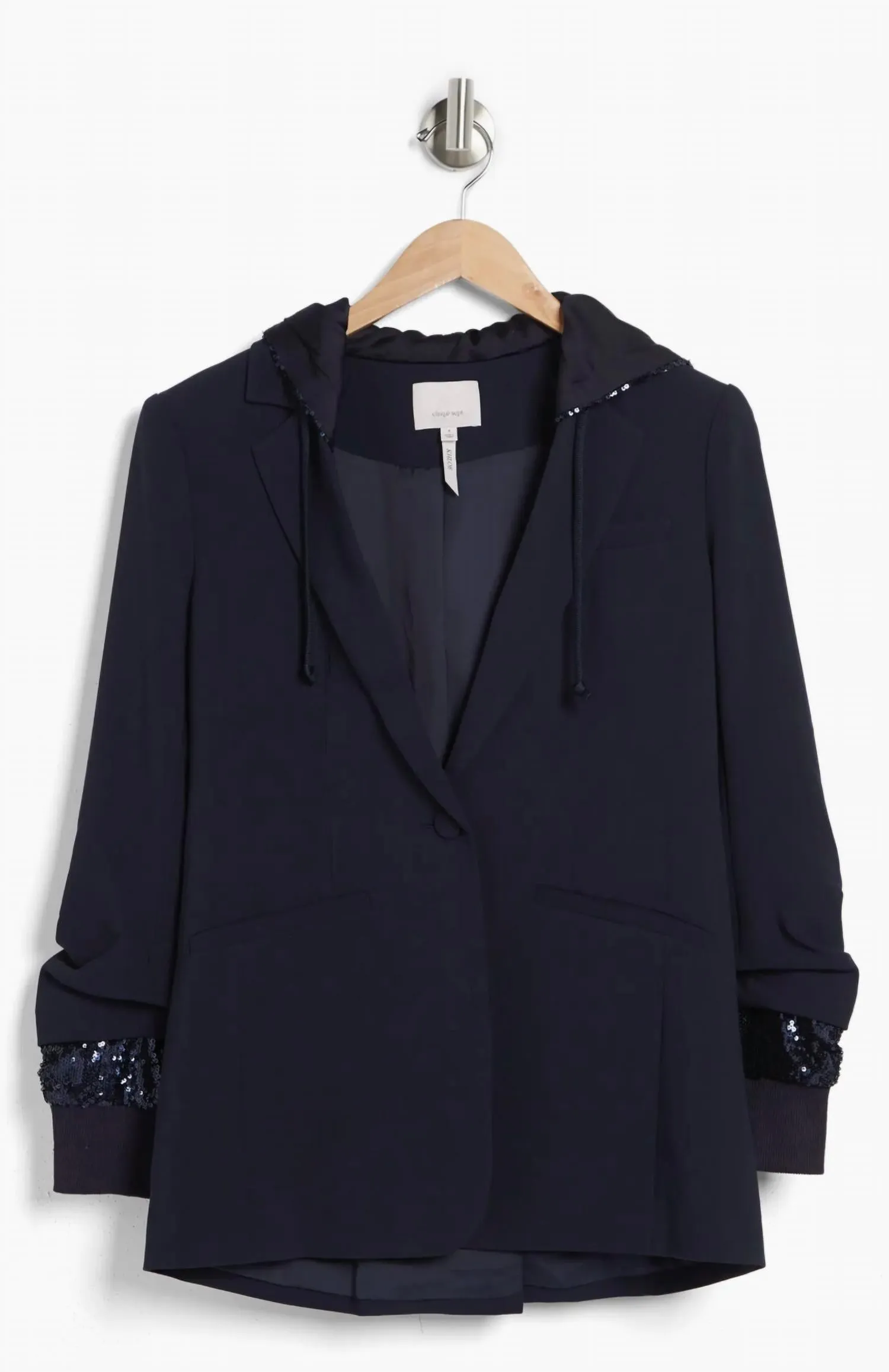 Women's Sequin Hooded Khloe Jacket In Navy