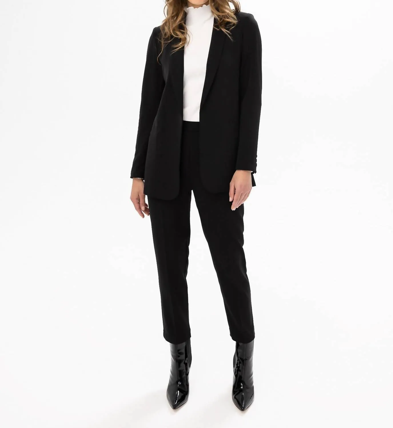 Woven Blazer Jacket In Black